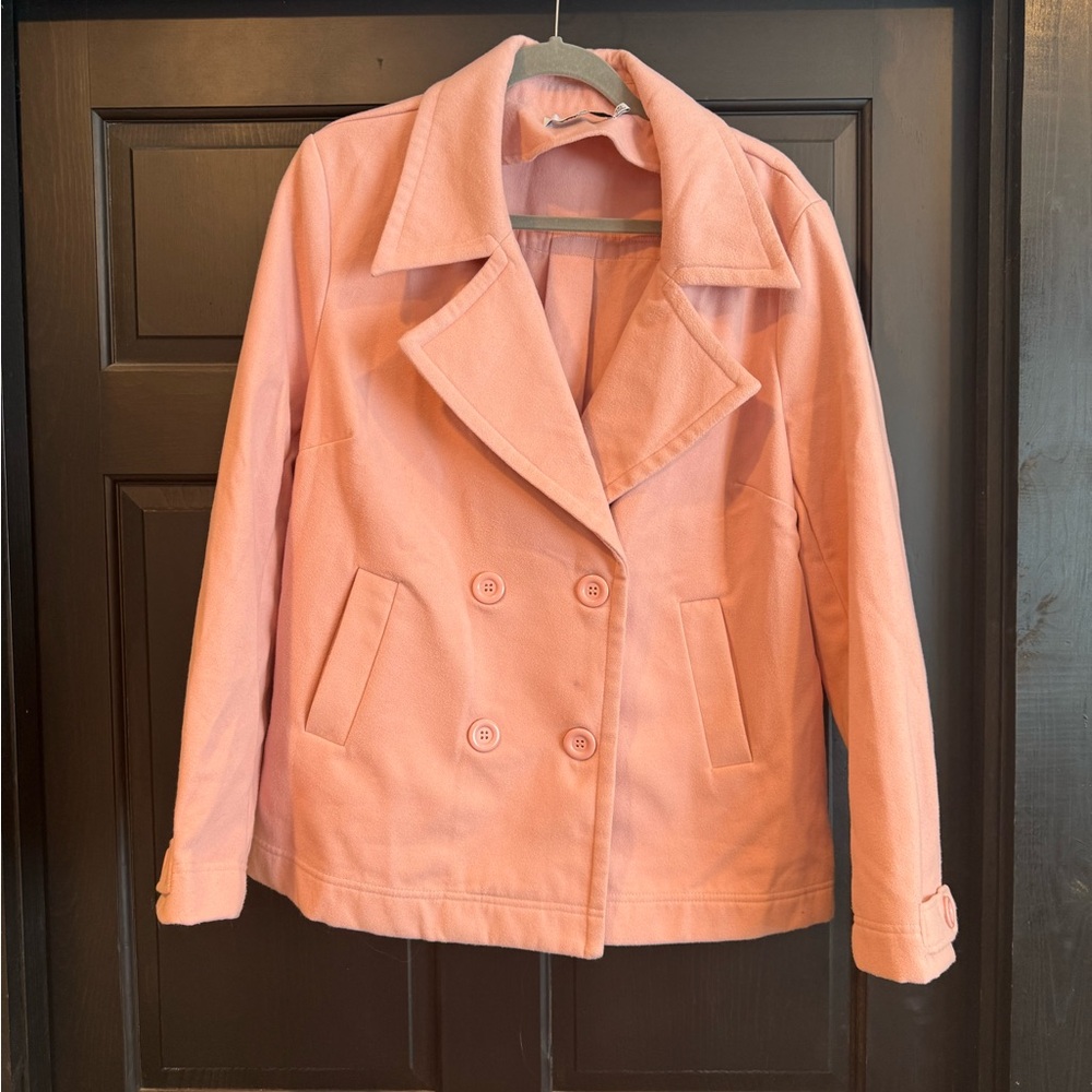 Women’s Just Fab Pink Pea Coat, XXL